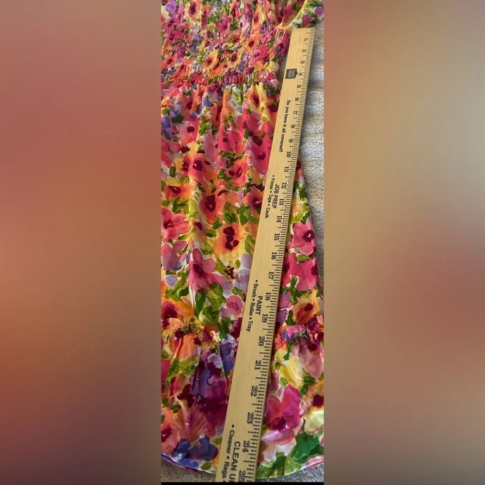 The Childrens Place Off Shoulder Short Sleeve Dress Pink & Yellow Floral 10/12 - Picture 11 of 16